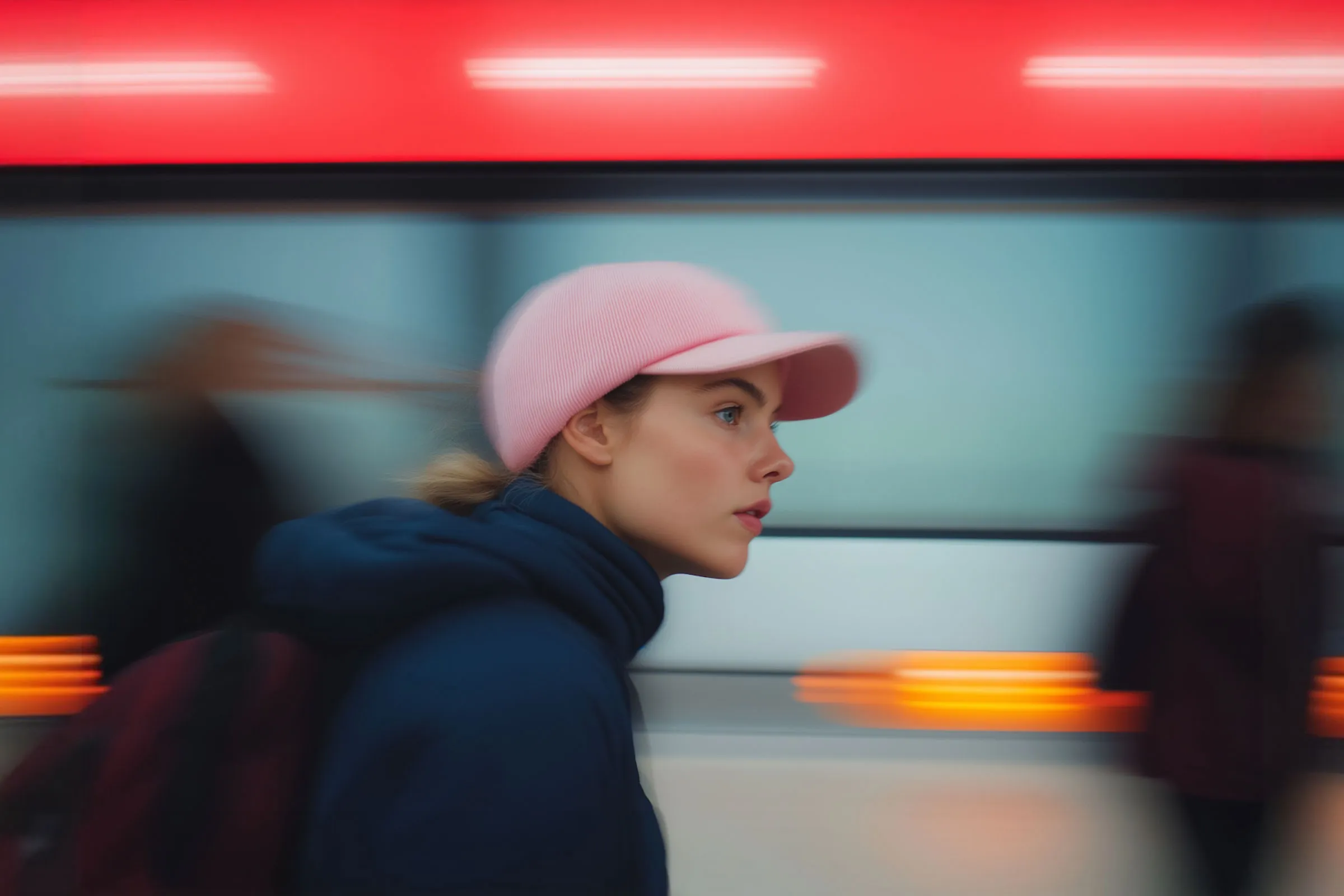 Focused Woman In Motion