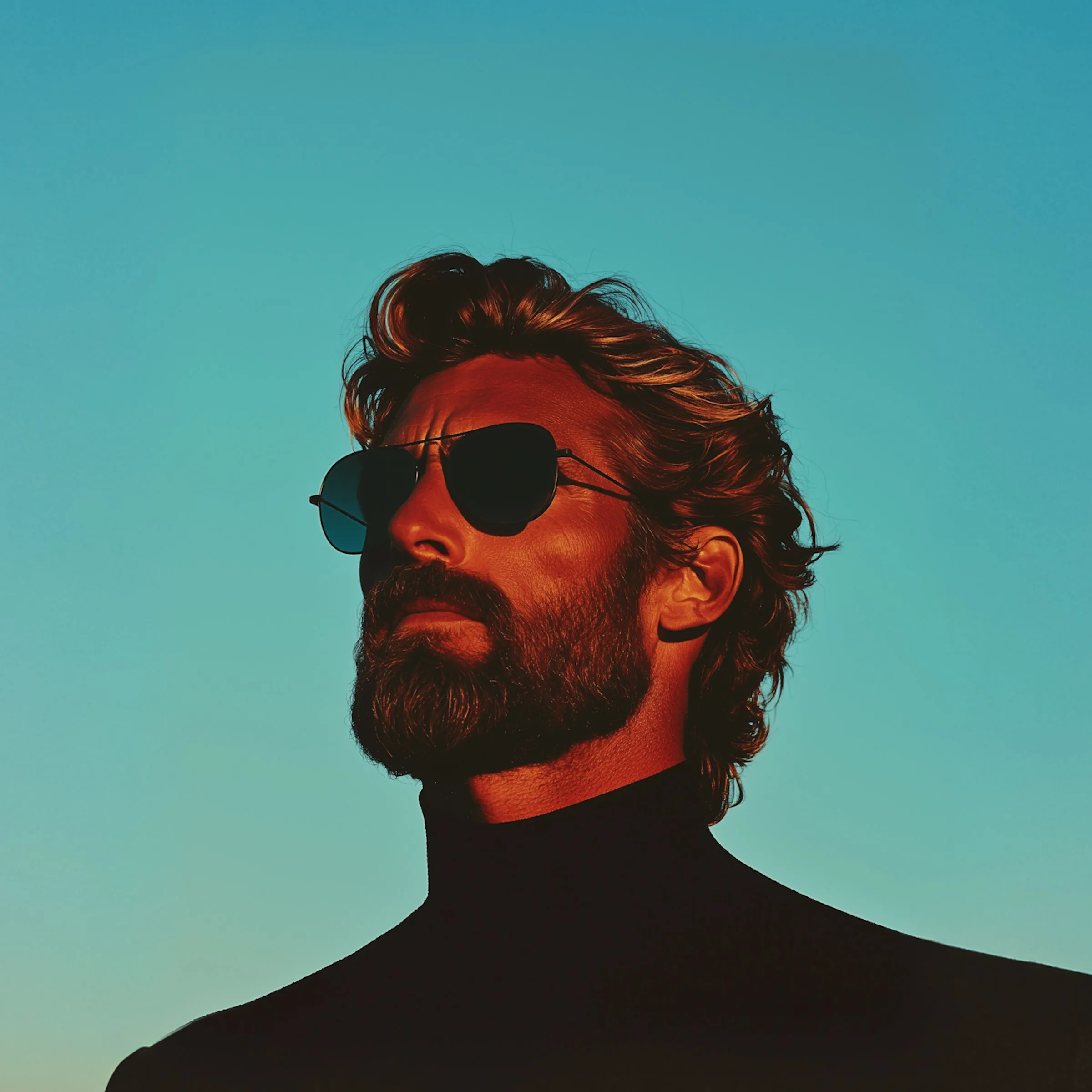 Contemplative Male Profile At Sunset